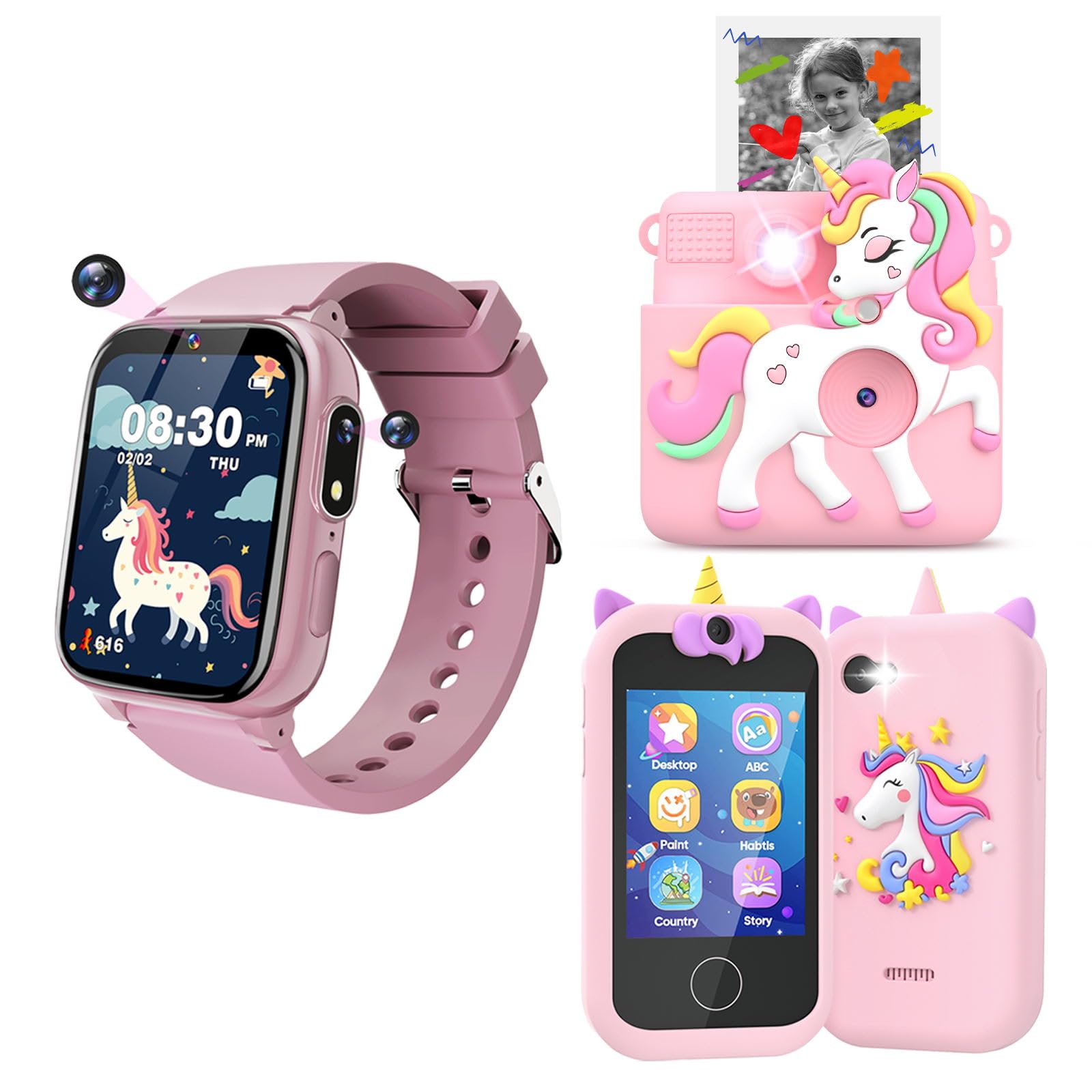 Best Gift Toys for Girls - Touchscreen Kids Smart Watch, Instant Print Camera & Kids Phone Toy for Birthday, Christmas & Playtime Fun