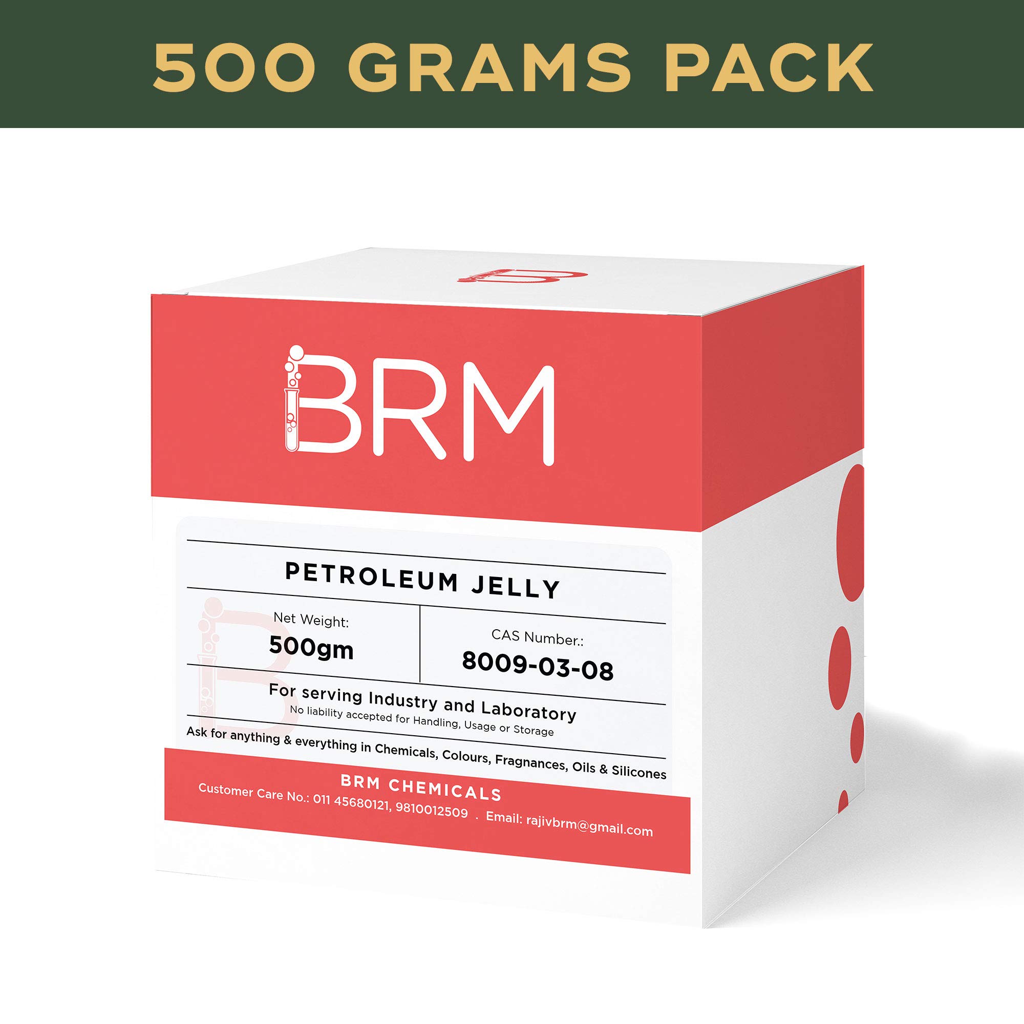 BRM Herbals Petroleum Jelly - 500g Multipurpose Skin Protectant for Dry Skin, Chapped Lips, DIY Beauty, Makeup Removal & First Aid | Ideal for Face, Body Care & Soap Making