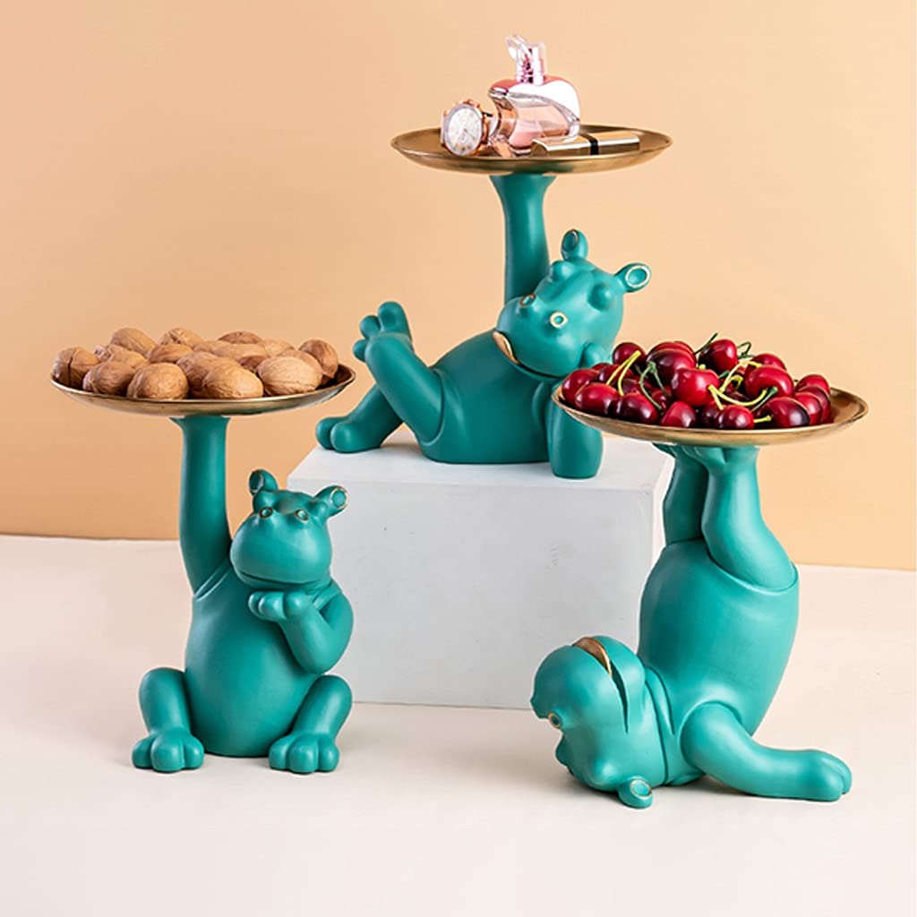 Decorative Resin Hippo Figurine Bowl - Entryway Catchall Tray for Keys & Jewelry, Home Decor Storage Box, Desktop Tabletop Ornament - Perfect for Holiday Gifts, Birthday Presents & Housewarming Decorations (Use in Entryway, Living Room, Office Desk)