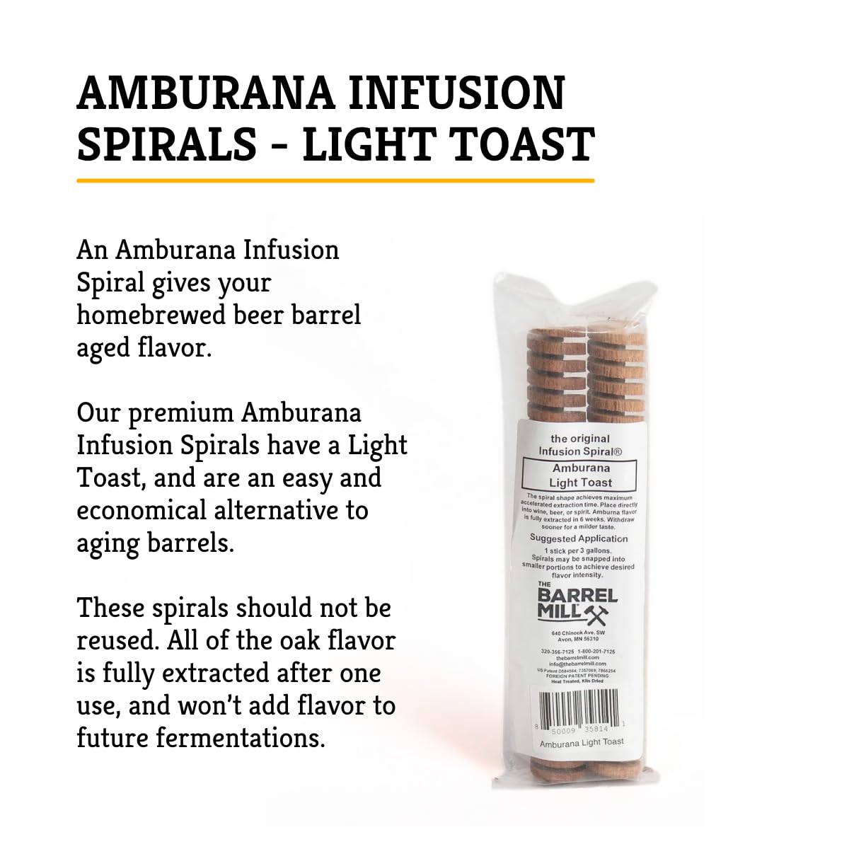 Craft A Brew - Amburana Infusion Oak Spirals for Home Beer Brewing - Light Toast Barrel Aging Spiral Sticks (2 Pack) - Adds Gingerbread & Vanilla Flavors to 5-6 Gallon Batches - Perfect for Craft Beer, IPA, Stout, and Homebrew Experimentation