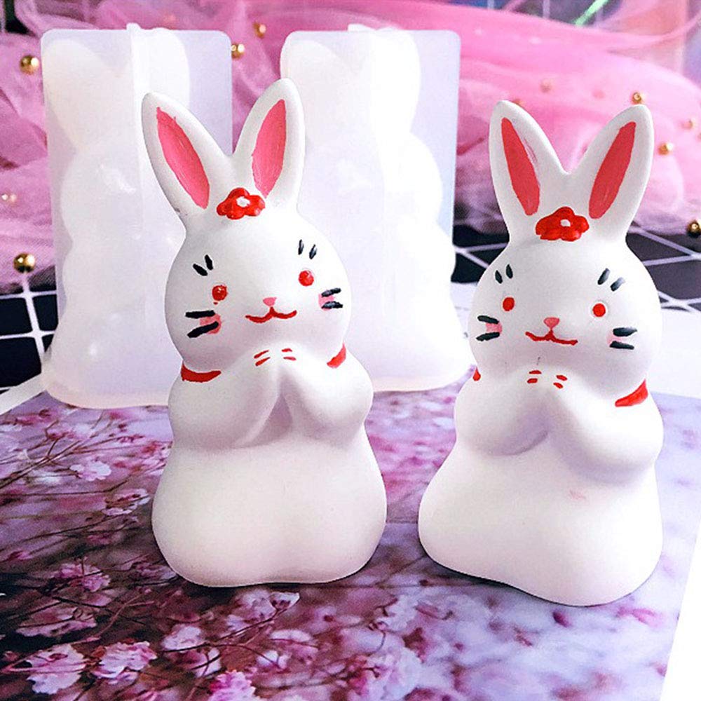 2-Pack Rabbit Resin Molds for Easter Bunny DIY Crafts - Silicone Epoxy Casting Molds for Handmade Soap, Candle & Plaster Making - Perfect for Home Decor, Desktop Display & Spring Festival Gifts