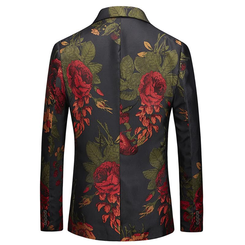 Men's Slim Fit Floral Printed Suit Jacket - 1 Button Formal Blazer for Wedding, Party & Business | Elegant Dress Coat for Office, Mall & Special Occasions