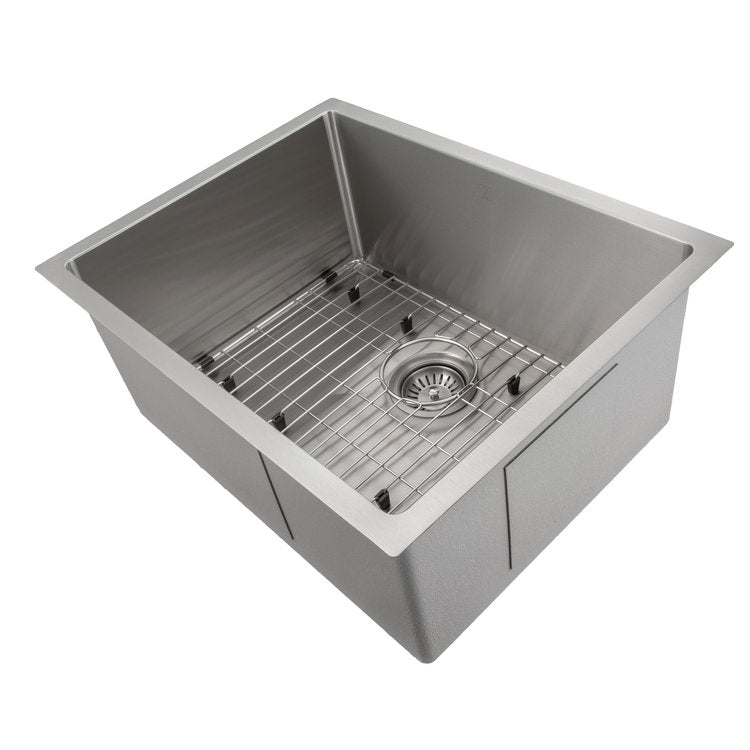 ZLINE Meribel 23-Inch Undermount Single Bowl Stainless Steel Kitchen Sink with Bottom Grid (SRS 23) - Perfect for Modern Kitchens, Dishwashing & Food Prep