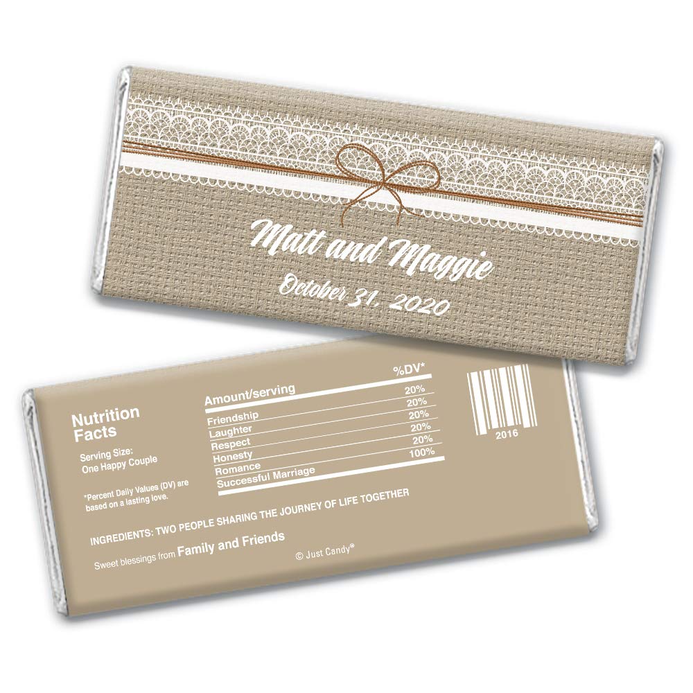 Personalized Chocolate Bars for Wedding Favors (36 Pack) - Custom Bridal Shower Gifts, Rustic Wedding Candy for Guests - Perfect for Wedding Receptions, Bridal Showers & Thank You Gifts