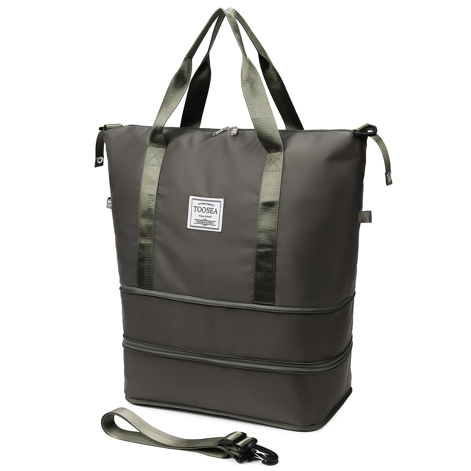 TOOSEA Expandable Travel Duffle Bag for Women - Waterproof Carry On Weekender Overnight Shoulder Bag with Wet/Dry Separation & Luggage Sleeve - Perfect for Gym, Weekend Trips & Air Travel - Large Capacity Foldable Tote