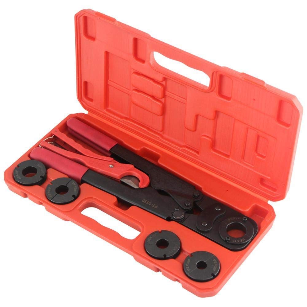 Professional PEX Pipe Crimping Tool Kit - Heavy Duty Crimp Jaw Sets for 3/8