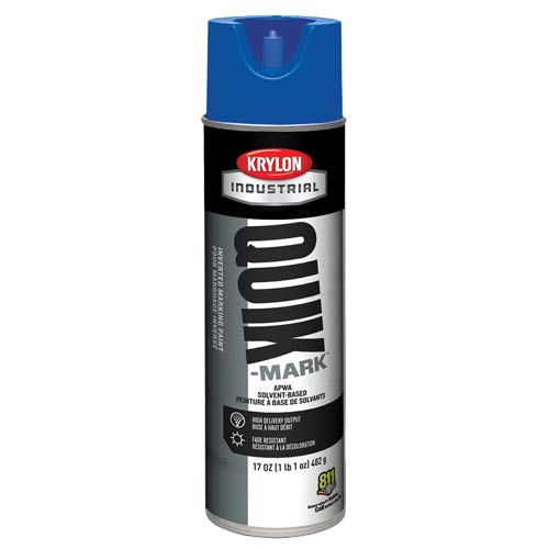 Krylon Upside Down Marking Paint Alert Blue - 12 Pack | High Visibility Spray Paint for Construction, Landscaping & DIY Projects