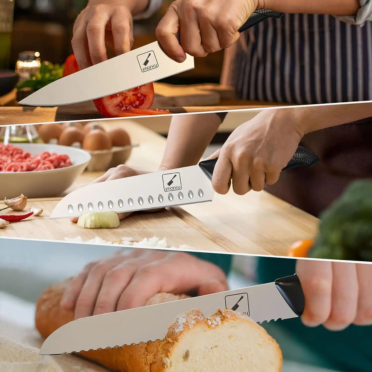 16-Piece Knife Block Set with Ergonomic Black Handles & Sharpening Rods - Premium Kitchen Cutlery for Home Chefs & Cooking Enthusiasts