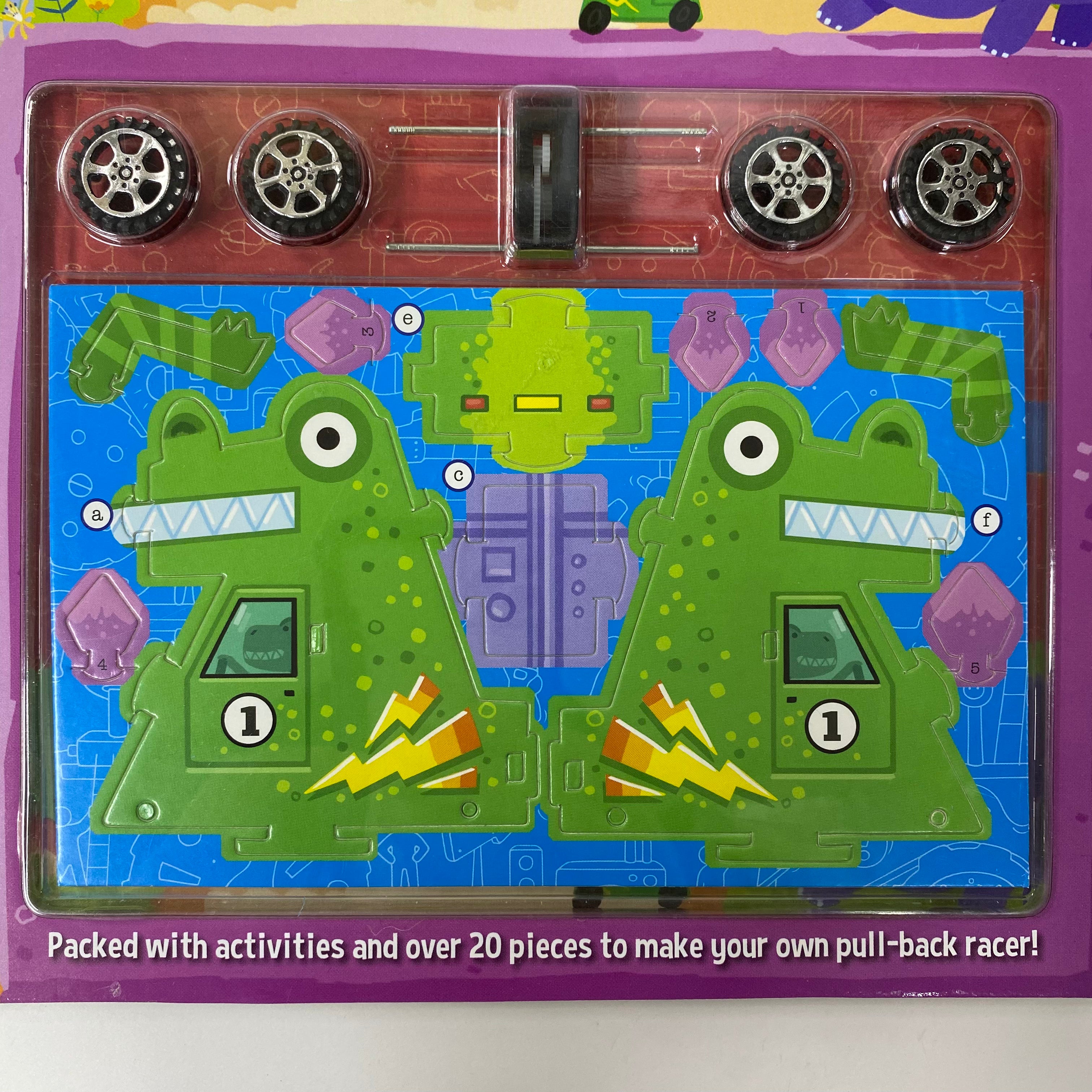 DIY Dinosaur Racer Kit - 20+ Piece Pull Back Car Building Set with Fun Activities | STEM Educational Toy for Kids | Perfect for Birthday Gifts & Creative Playtime