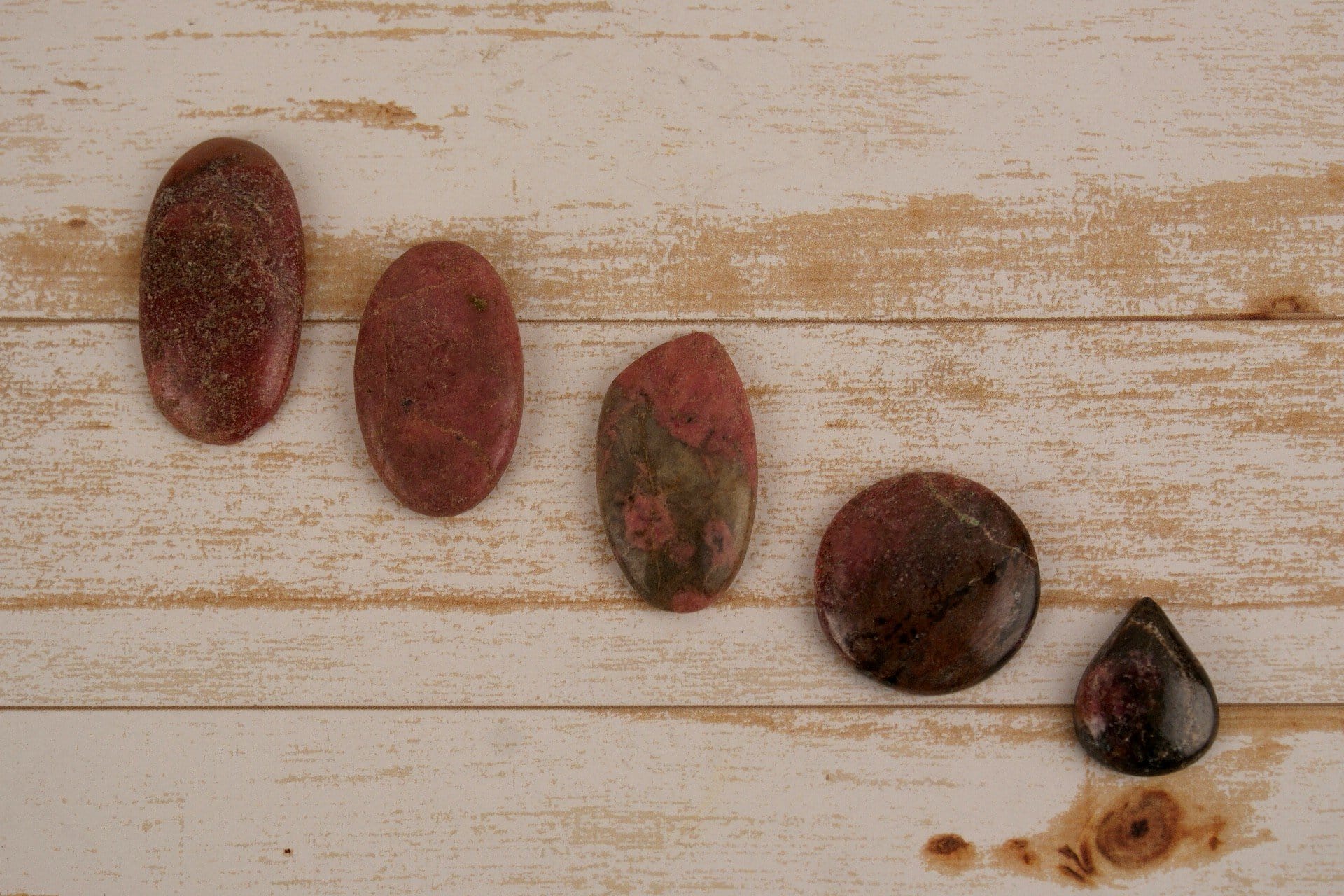 Premium C Grade Rhodonite Cabochons for Jewelry Making - Healing Stone for Necklaces, Bracelets & DIY Crafts