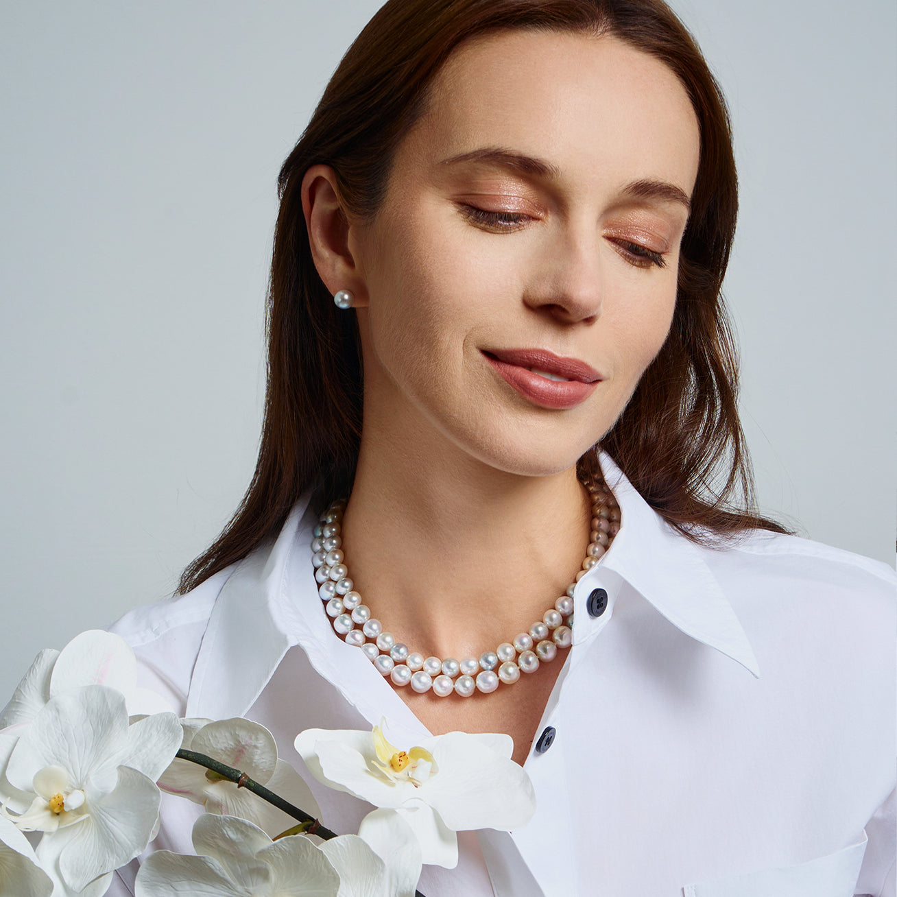 18K Gold Lustrous Aurora Multi-Color Akoya Pearl Necklace KN00275 - Elegant Jewelry for Weddings, Parties & Special Occasions