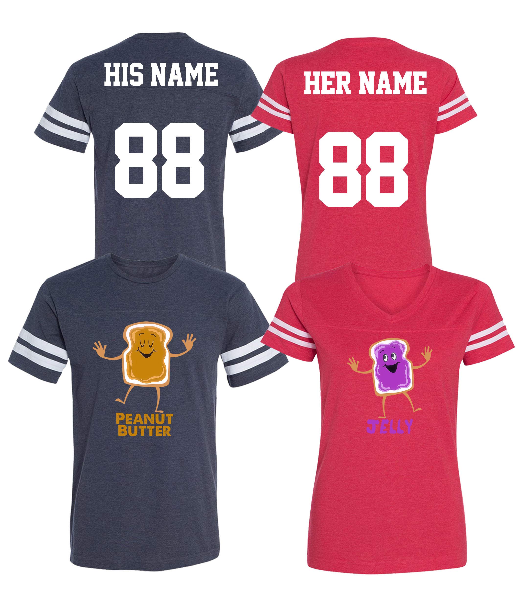 Custom Personalized Cotton Couple Jerseys - His & Her Matching Jersey Shirts for Valentine's Day, Anniversary Gifts & Romantic Date Nights
