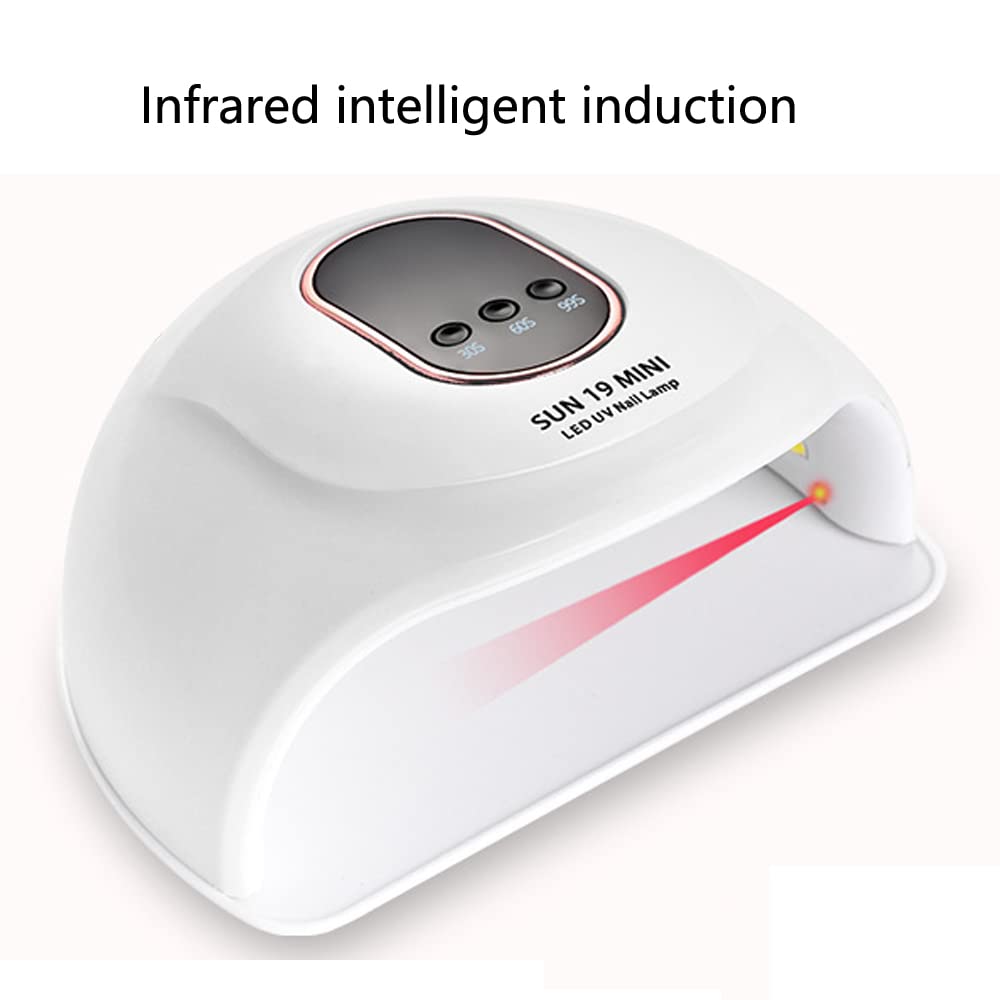 Professional 72W UV LED Nail Lamp with 18 Lamp Beads - Fast Drying Gel Polish Light for Salon & Home Use, 3 Timer Settings & Adapter Included (White) - Perfect for Manicures, Pedicures & Nail Art