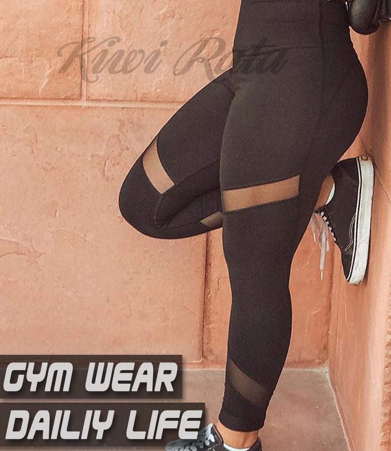 KIWI RATA Women's High-Waist Mesh Workout Capris - Breathable Yoga Pants for Gym, Running & Fitness | Perfect for Yoga, Pilates & Active Lifestyle