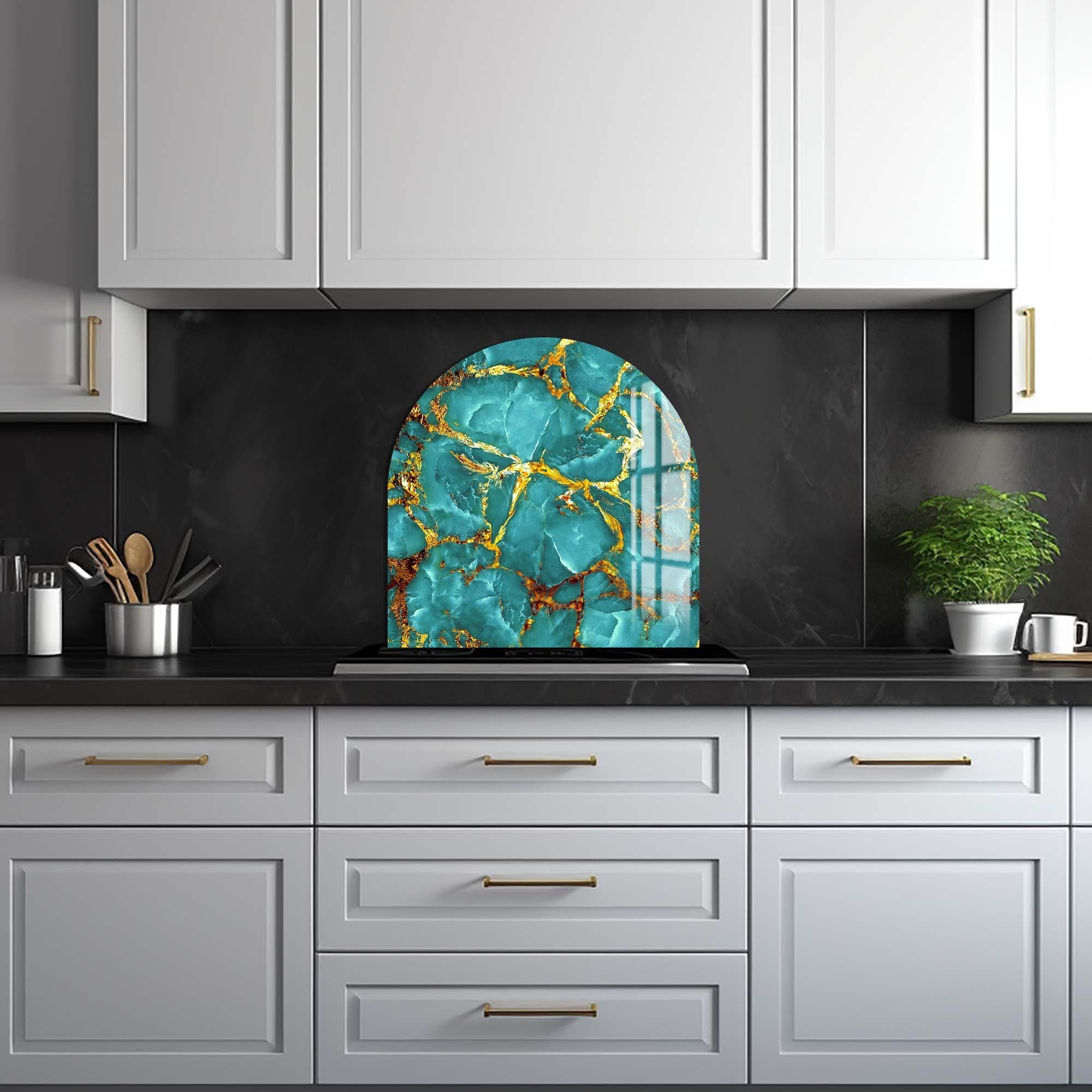 Sea Green Marble Glass Splashback - Elegant Kitchen Backsplash for Modern Homes | Perfect for Kitchens, Bathrooms & Commercial Spaces