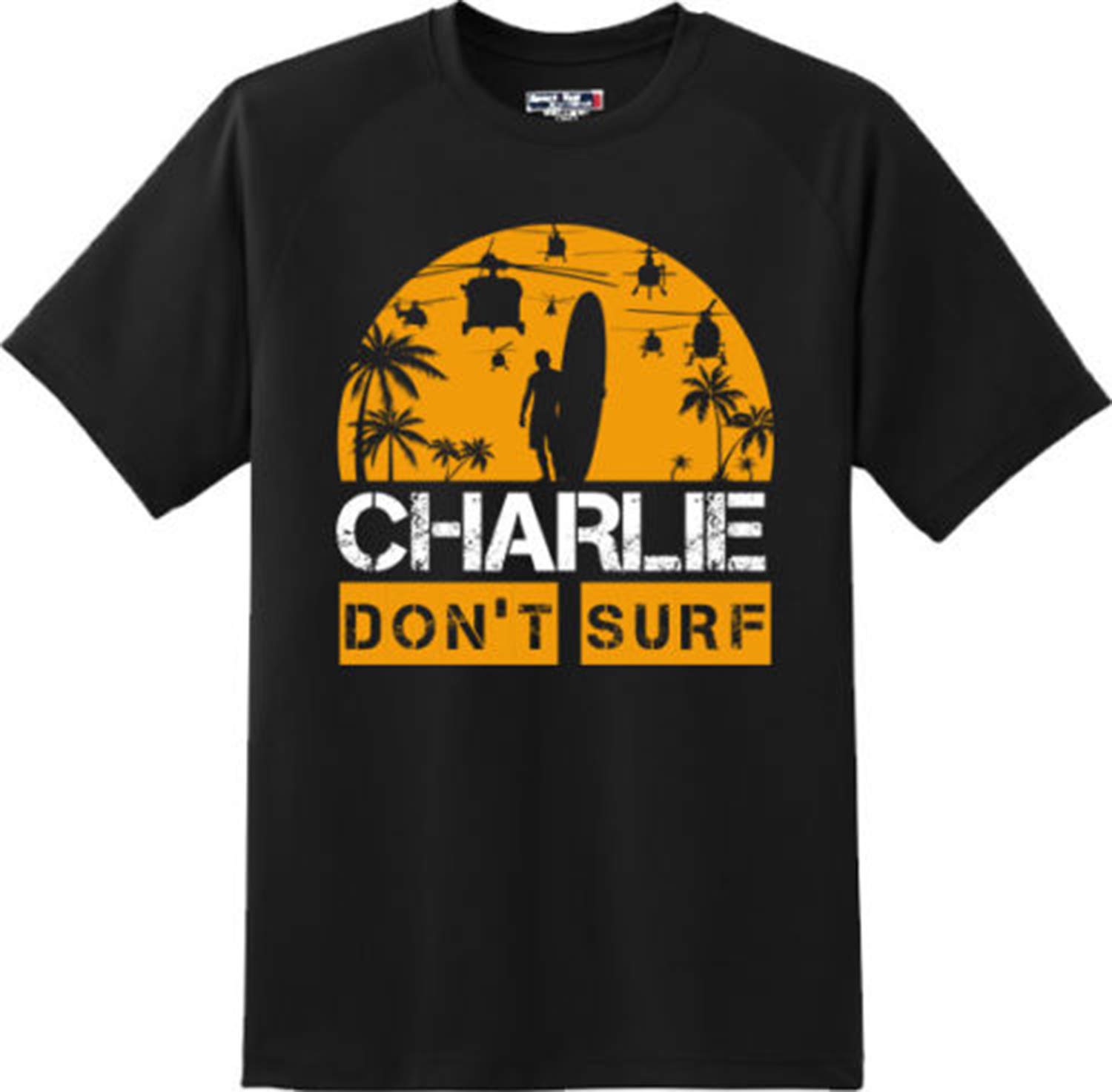 Funny Don't Surf Charlie America Graphic T-Shirt - Vintage Inspired Cotton Tee for Men & Women - Perfect for Beach Parties, Surfing Trips and Casual Outfits