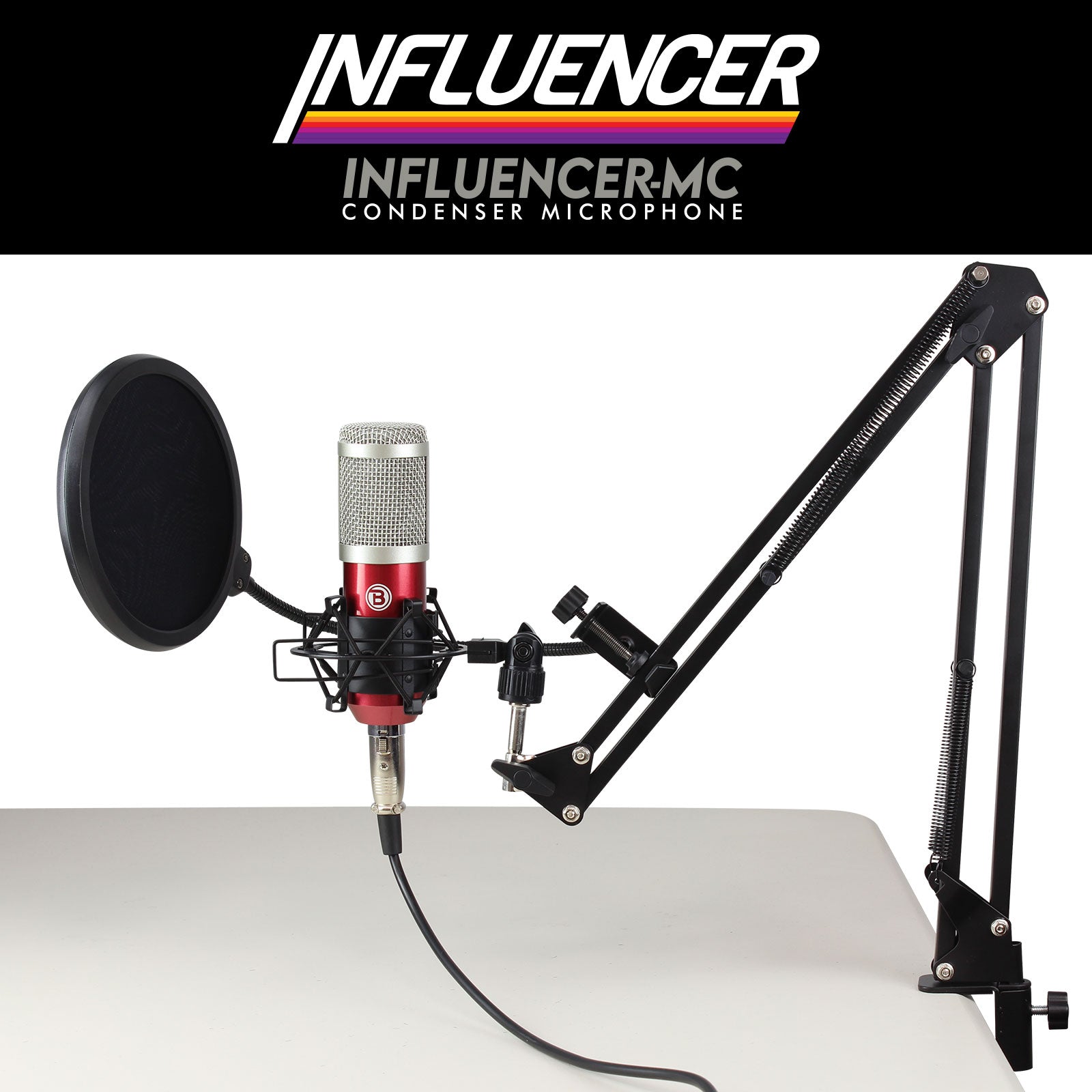 Blastking IP MIC KIT RED Professional Condenser Microphone with Stand - Studio Recording, Podcasting & Live Streaming Microphone Kit for Singers, YouTubers & Gamers