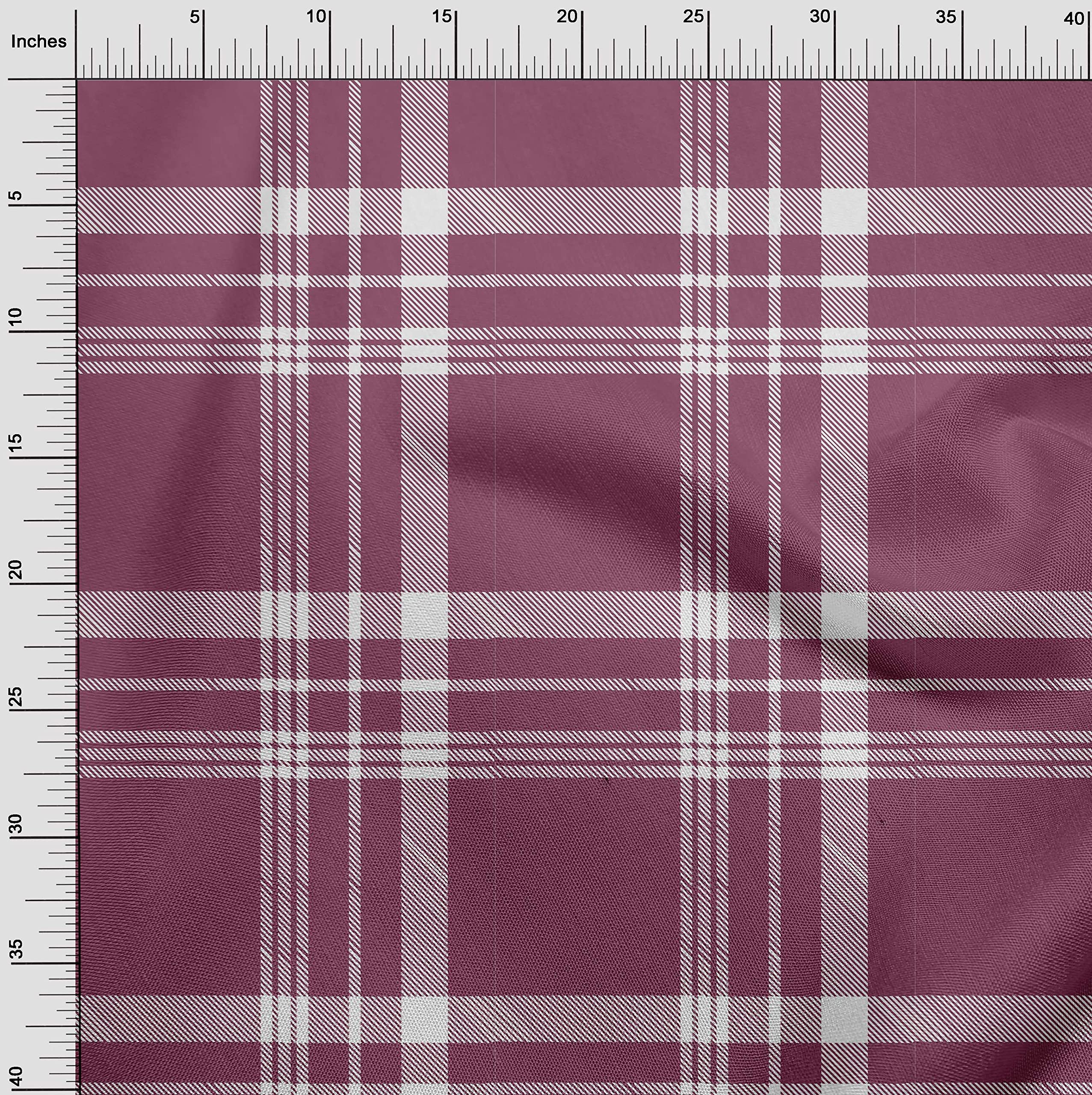 oneOone Rayon Wine Fabric Check Print - 56 Inch Wide Sewing Fabric by The Yard for DIY Clothing & Dressmaking - Perfect for Blouses, Skirts, and Home Decor Projects