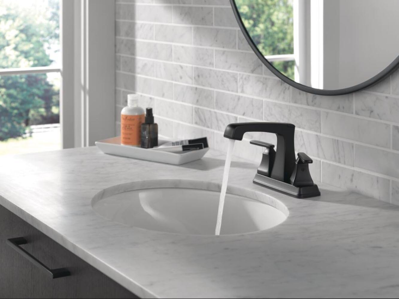 Delta Ashlyn 2-Handle Centerset Bathroom Faucet in Matte Black - Diamond Seal Technology, Metal Drain Assembly - Perfect for Modern Bathroom Vanities & Powder Rooms (Model 2564-BLMPU-DST)