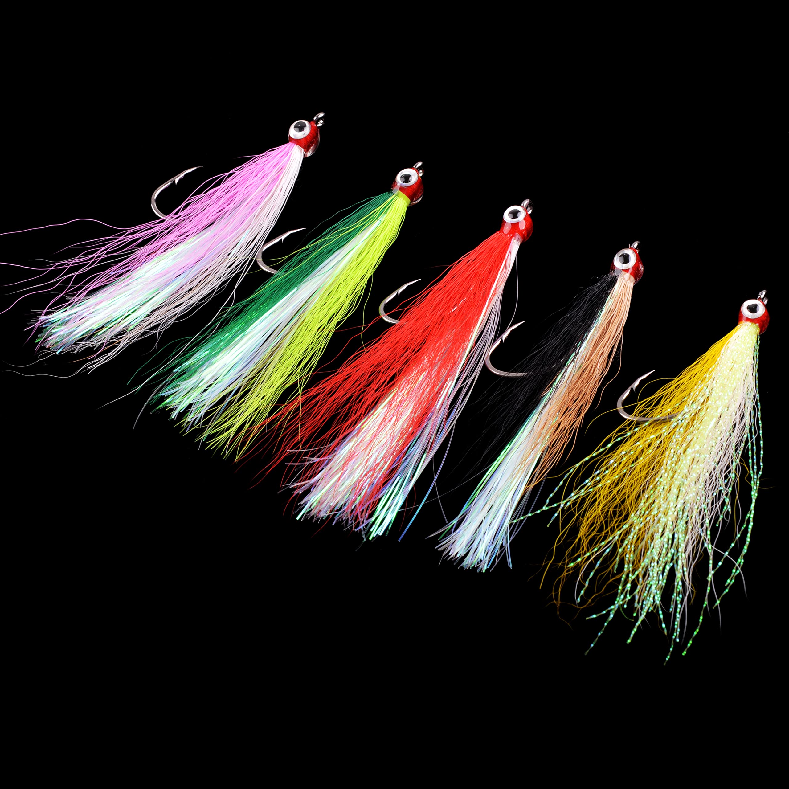 Bucktail Teasers Fishing Hook Fly Streamer - Classic Clouser Minnow Lures for Trout, Bass, Saltwater & Freshwater - 10-Pack Fly Fishing Flies for Streams, Lakes & Rivers