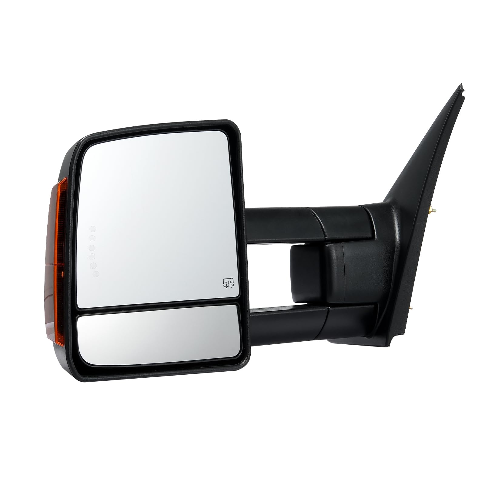 VEVOR Power Heated Towing Mirrors for 2007-2016 Toyota Tundra - LED Turn Signal Lights, Adjustable Plane & Convex Glass, Manual Telescoping Folding - Perfect for Towing Trailers, Boats & RVs (Black)
