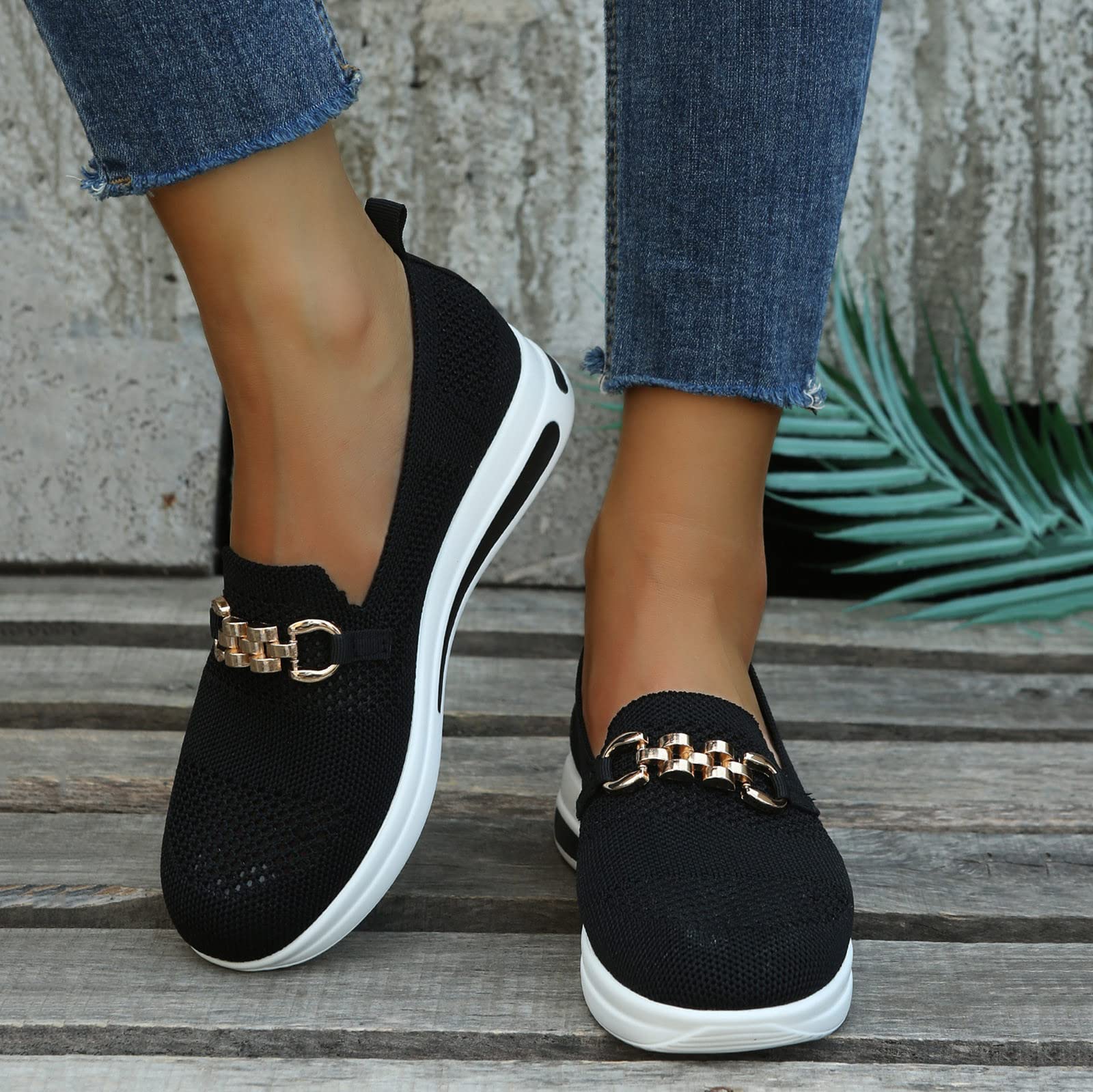 Trendy Women's Sneakers - Breathable Mesh Walking Shoes, Comfortable Slip-On Loafers & Casual Wedge Tennis Shoes for Women | Perfect for Workouts, Walking, Travel & Everyday Wear
