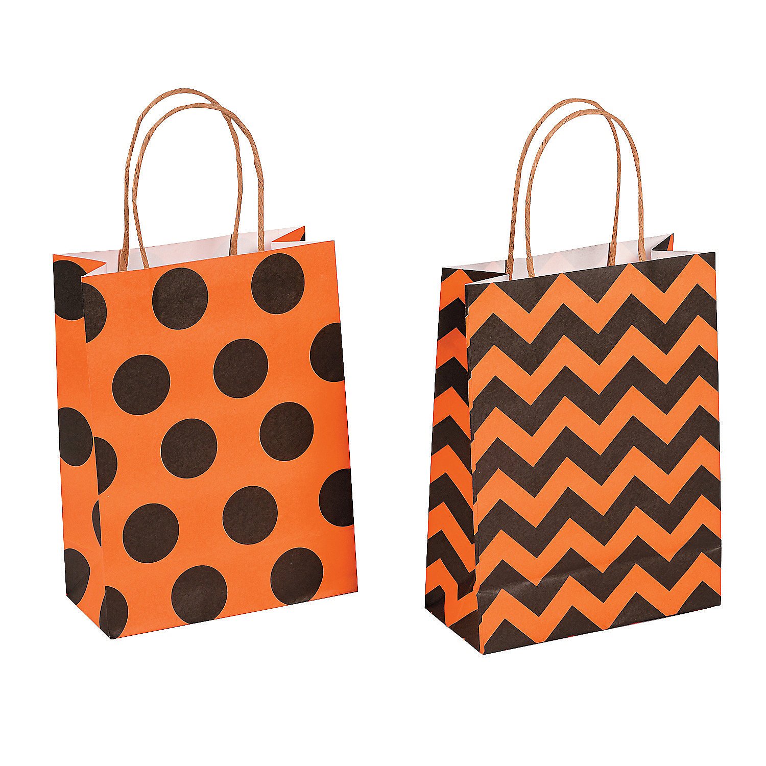 Fun Express Halloween Pattern Craft Bags - 12-Pack Paper Gift Bags with Handles for Halloween Party Favors, Treats & Decorations | Perfect for Trick-or-Treating, Classroom Parties & Spooky Gift Giving