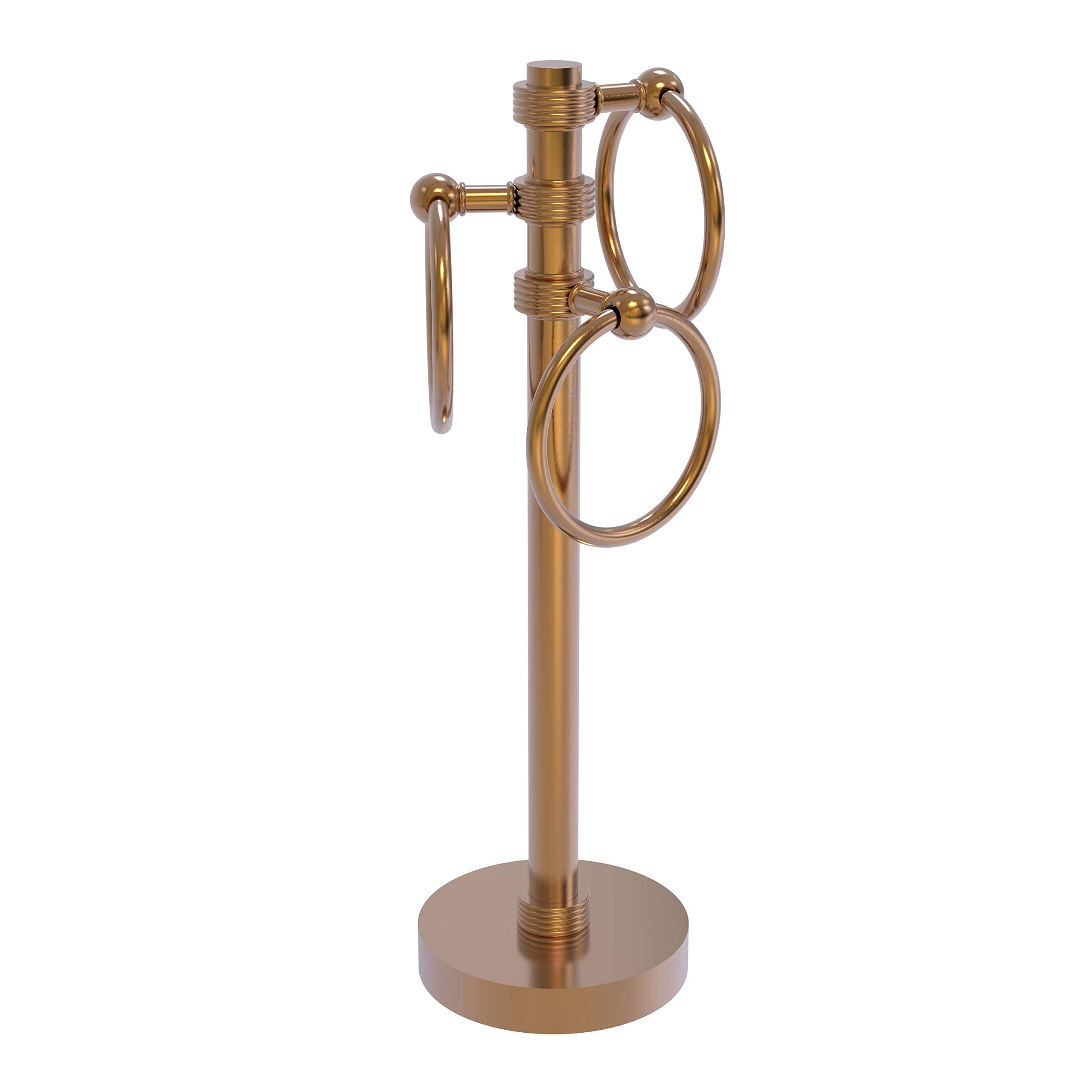 Allied Brass 983G Vanity Top 3 Ring Groovy Accents Guest Towel Holder, Brushed Bronze - Perfect for Bathroom, Powder Room & Guest Room Decor