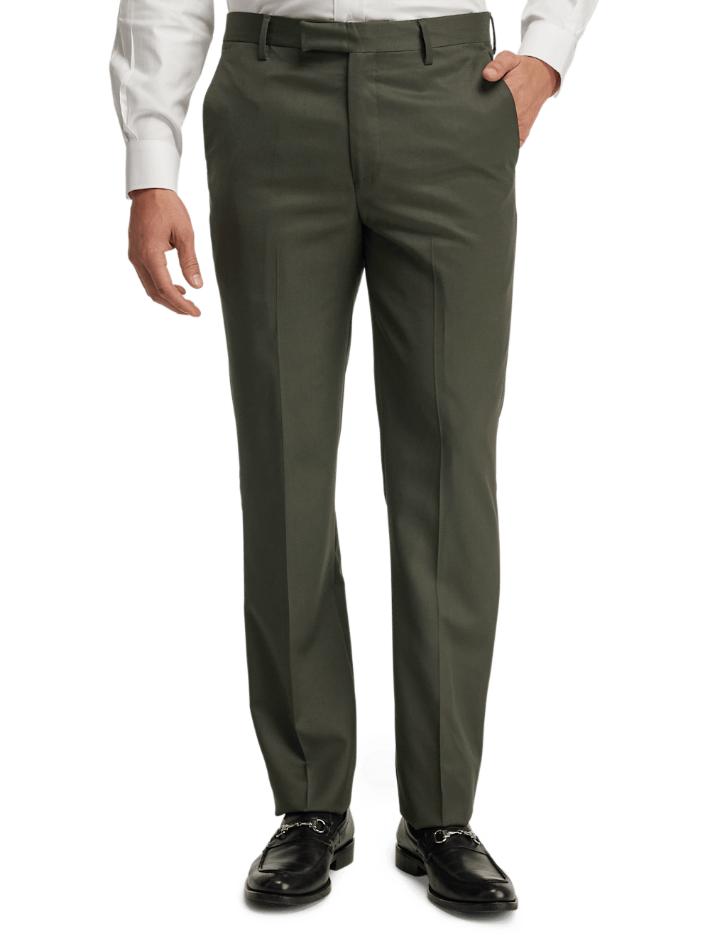 Premium Wool Gabardine Dress Pants for Men - Olive Green | Comfortable & Durable Office & Business Casual Trousers | Perfect for Work, Weddings & Formal Events