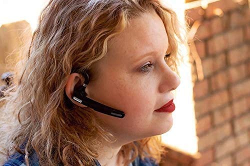 Wireless Bluetooth Headset V5.0 with Noise Cancelling Mic - 8-10 Hours Talk Time, Stereo Sound for iPhone & Android Phones - Perfect for Driving, Business Meetings & Office Work (Black)