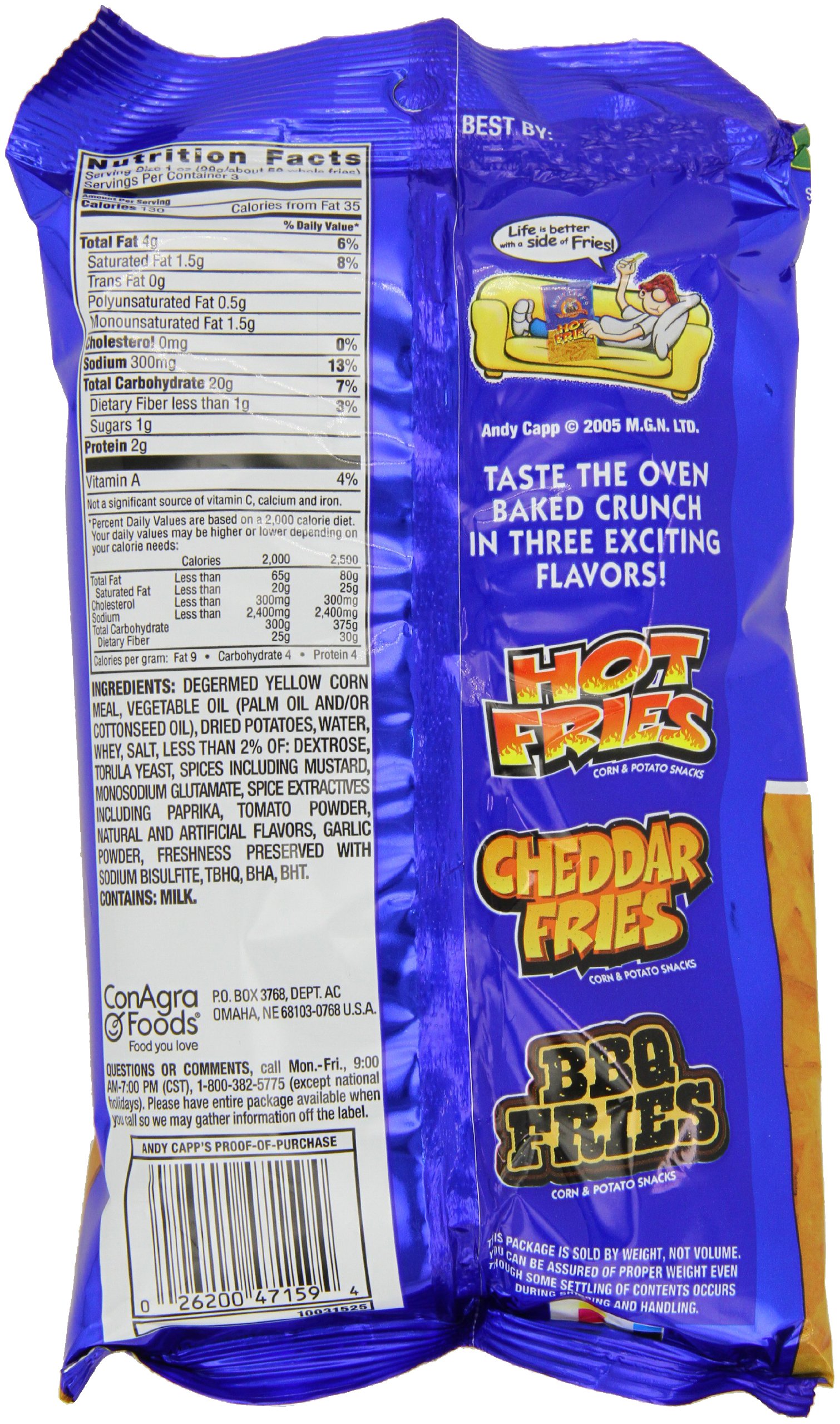 Andy Capp's Hot Fries Spicy Snack Chips - 3 oz Bags (Pack of 12) - Perfect for Parties, Road Trips & Game Day Snacking