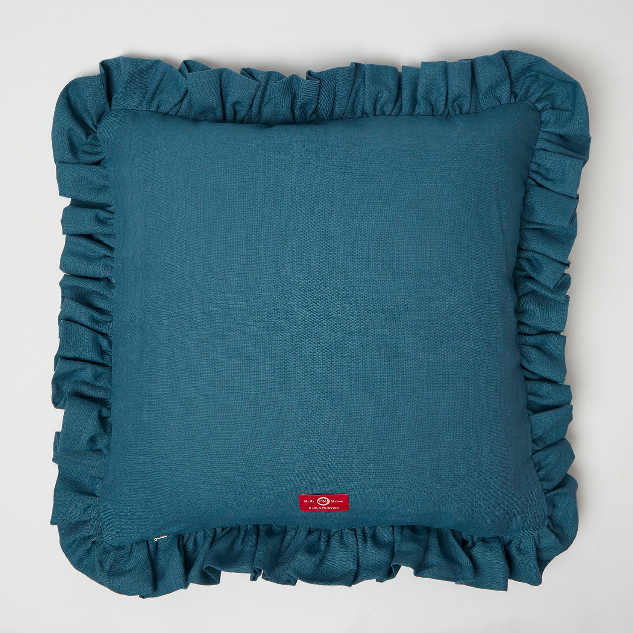 Isabella Denim Blue Mini Burchetts Cushion with Frill - Perfect for Sofa, Bed, or Nursery Decor