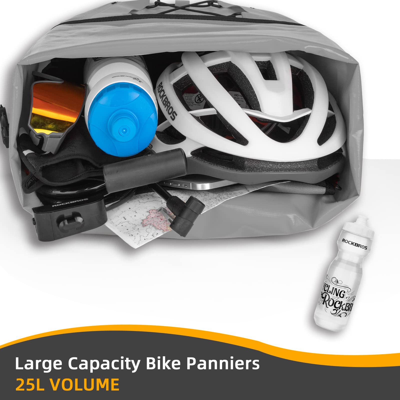 **ROCKBROS Waterproof Bike Panniers – 30L Large Capacity Rear Rack Bag for Cycling, Travel & Commuting – Ideal for Bikepacking, Grocery Runs & Daily Rides**
