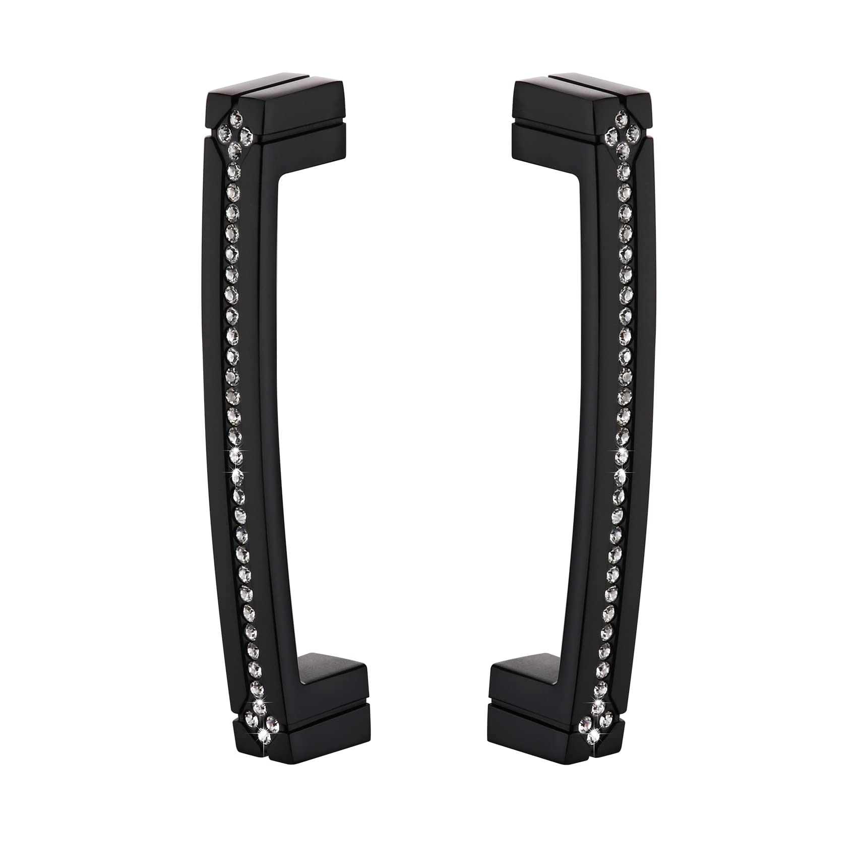 LANC Black Crystal Cabinet Pulls - Matte Black & Shiny Modern Kitchen & Bathroom Hardware Handles (2 Pack) - Perfect for Bedroom Dressers, Drawers & Cabinets | Elegant Upgrade for Home & Office