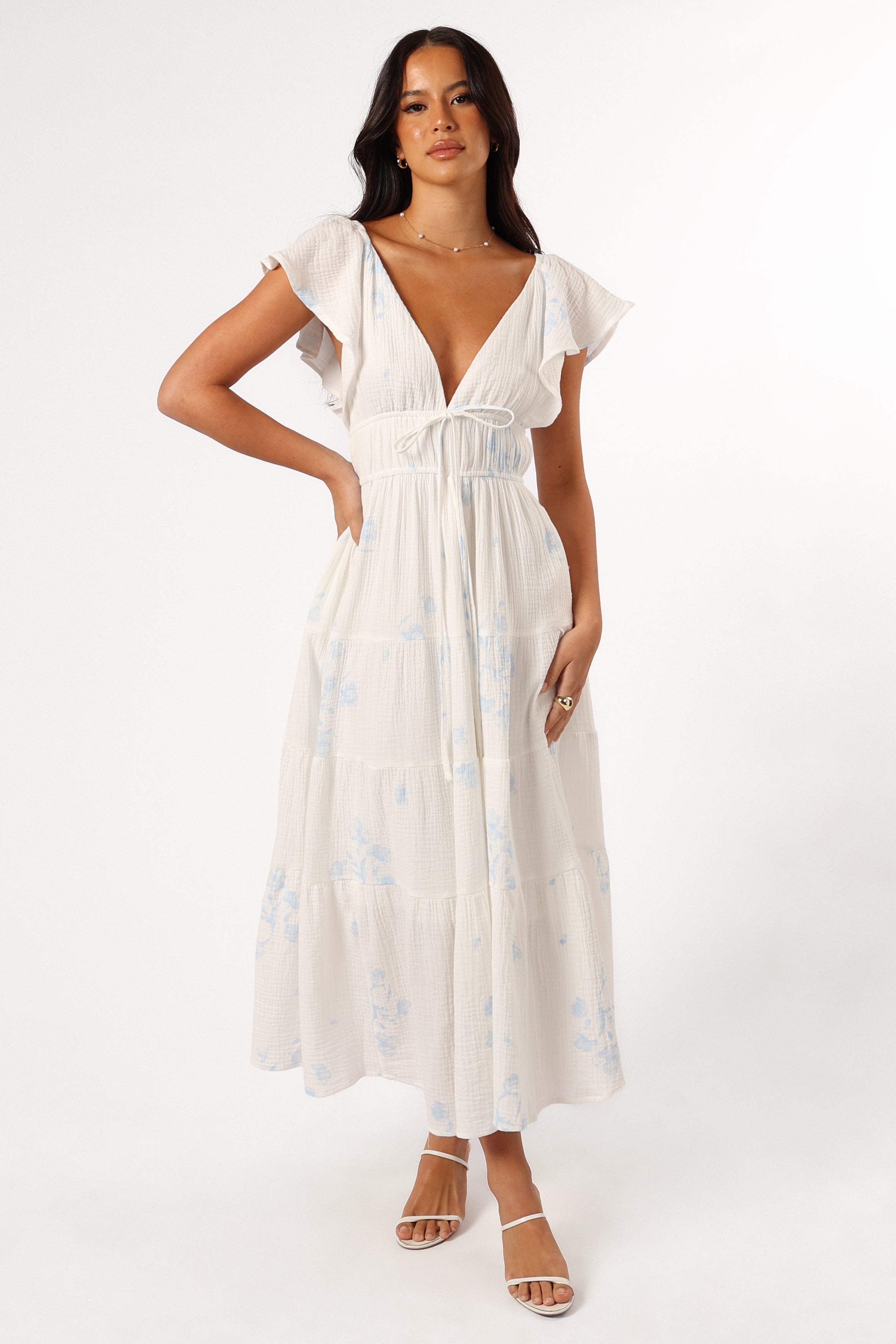 Elowen Midi Dress in Off White | Flowy Summer Dress for Women | Perfect for Beach Vacations, Date Nights & Casual Outings