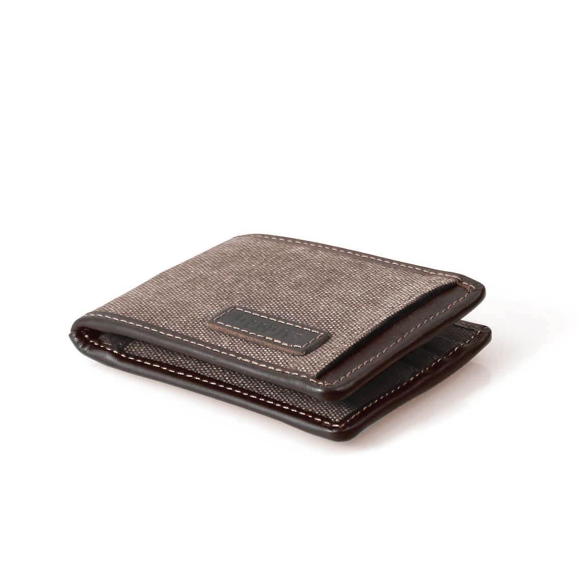 TRP0400 Troop London Men's Bi-Fold Canvas Wallet - Slim RFID Blocking Leather Wallet for Everyday Use & Travel