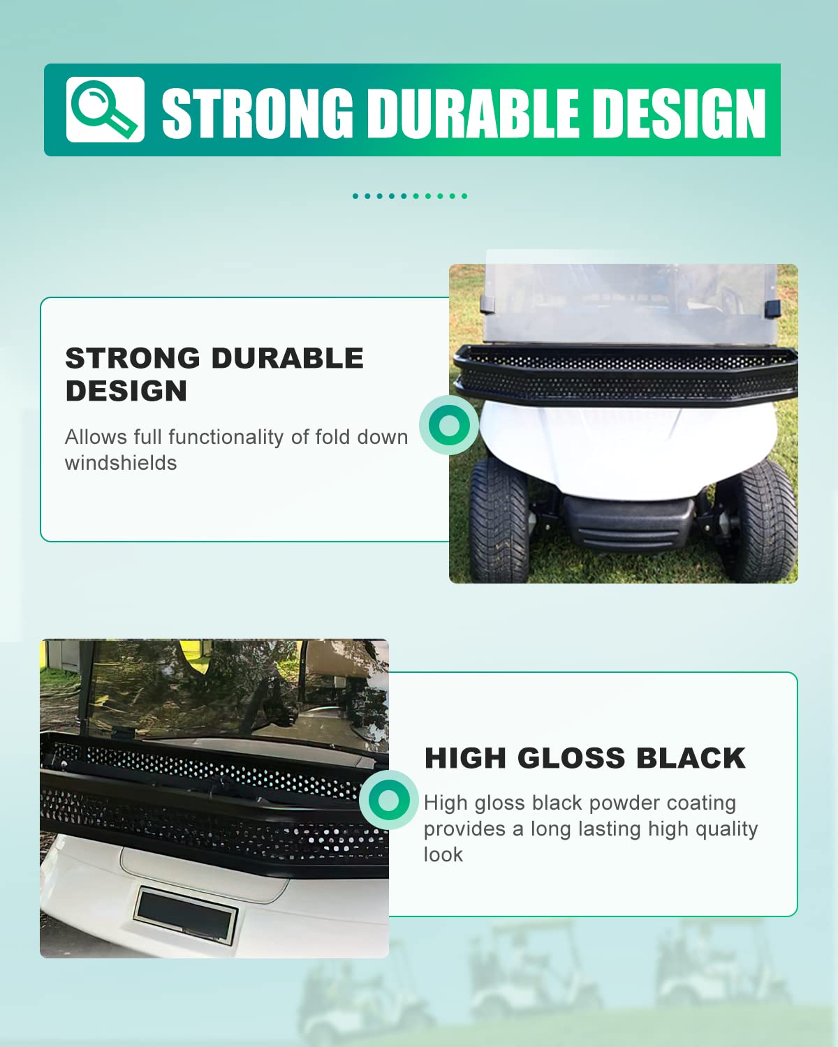 Heavy Duty Steel Mesh Front Basket for EZGO TXT Golf Cart - Black Storage Organizer with Mounting Brackets | Perfect for Golf Gear, Coolers & Accessories | Golf Course & Outdoor Use