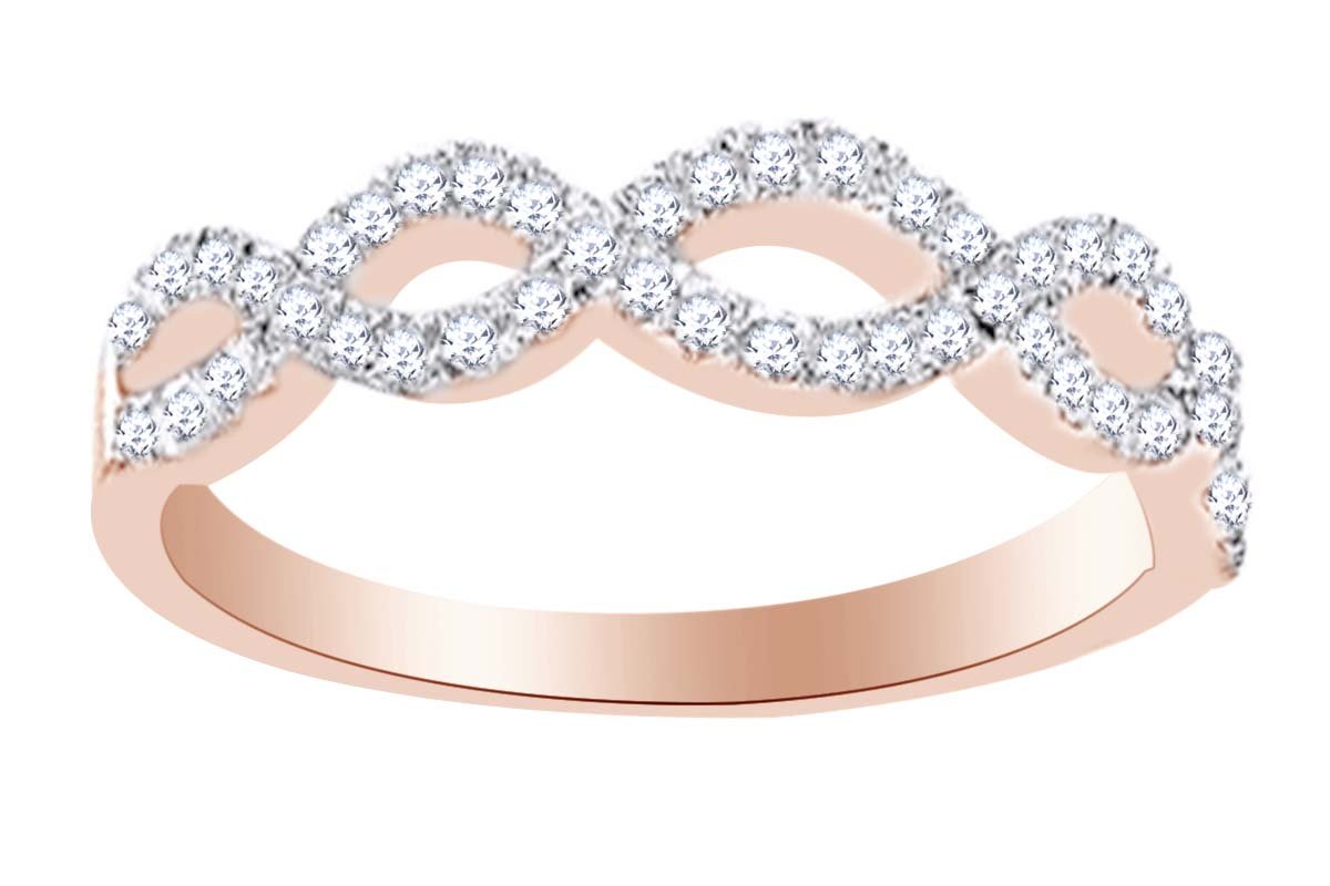 Affy Round White Cubic Zirconia Twisted Wedding Band Ring - 925 Sterling Silver Engagement Ring for Women, Perfect for Bridal, Anniversary & Valentine's Day Gifts