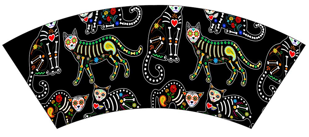 12oz Insulated Lowball Tumbler with Removable Wetsuit Cover - Day of the Dead Cat Design - Perfect for Cocktails, Iced Coffee & Home Bar Use