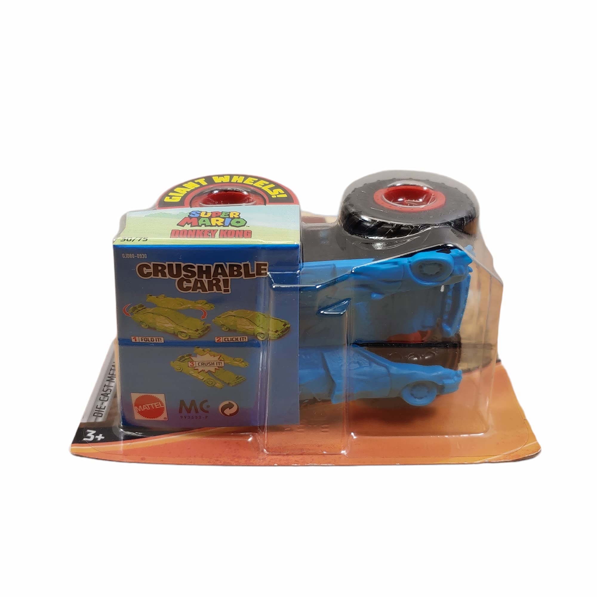 Hot Wheels Monster Trucks 1:64 Scale Super Mario Donkey Kong Die-Cast Vehicle with Crushable Car - Collectible Toy for Kids & Adults - Perfect for Playtime, Display & Gift Giving