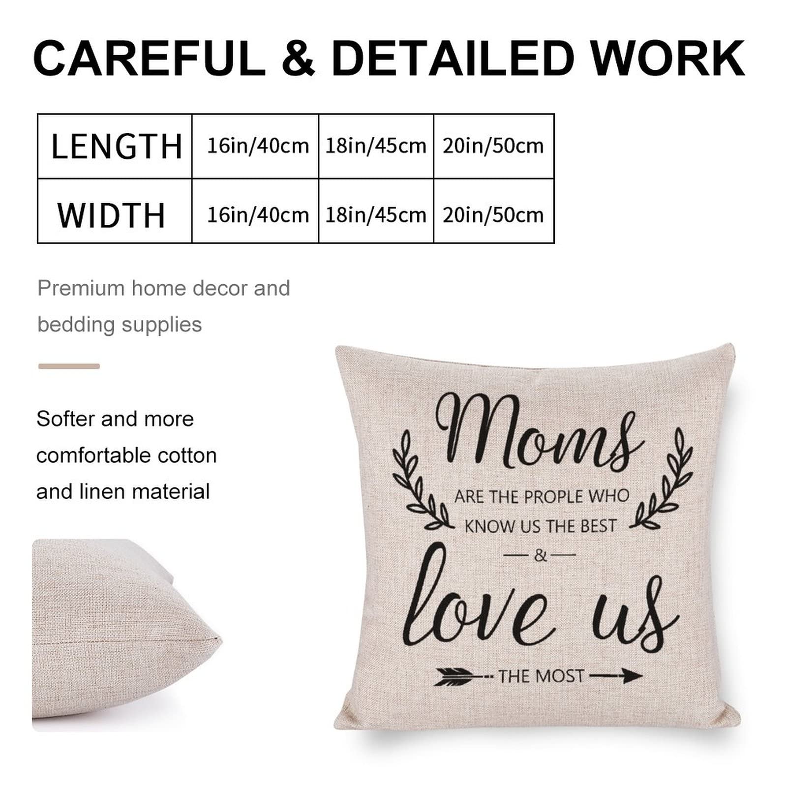 Soft Cotton Linen Decorative Throw Pillow Covers for Home Decor - Moms Are The People Pattern Pillow Shams with Hidden Zipper for Sofa, Couch, Chair & Bedroom - Perfect for Living Room Accents, Nursery Decor & Cozy Home Styling