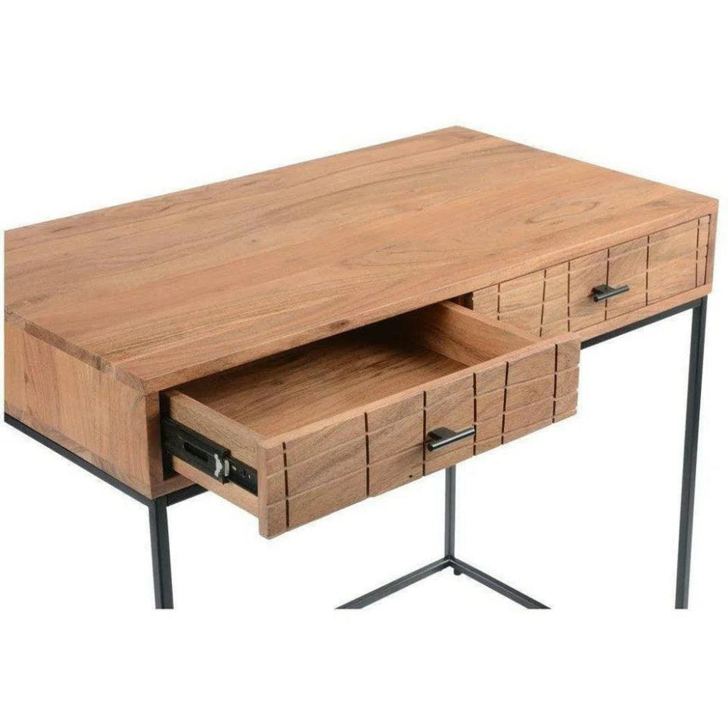 35.5 Inch Natural Wood Modern Writing Desk - Home Office, Study Room & Workspace Essential for Productivity
