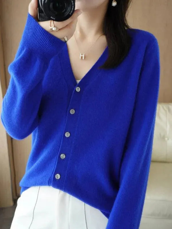 Women's V-Neck Short Cardigan Sweater - Lightweight Knit Open Front Cover-Up for Spring & Fall - Perfect for Office, Casual Outfits, and Layering