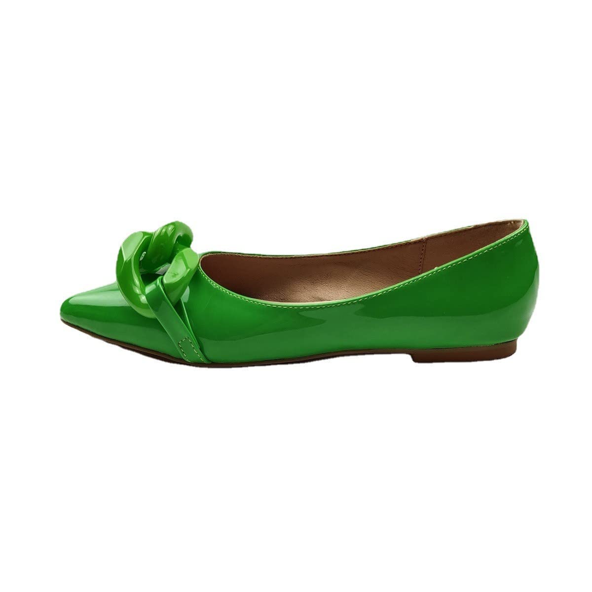 Stylish Women's Pointed Toe Flat Shoes with Plastic Chain Detail - Comfortable Dress Flats for Office, Work & Business Attire | Perfect for Professional Women, Commuting & Formal Occasions