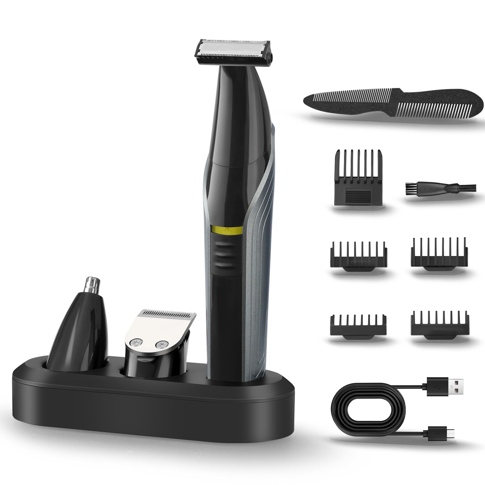 Electric Body Hair Trimmer for Men & Women - Waterproof Pubic & Groin Shaver with 3 Attachments - 100 Min Runtime - Wet/Dry Use for Beard, Chest, Bikini & Leg Hair - Perfect for Travel, Gym & Home Grooming