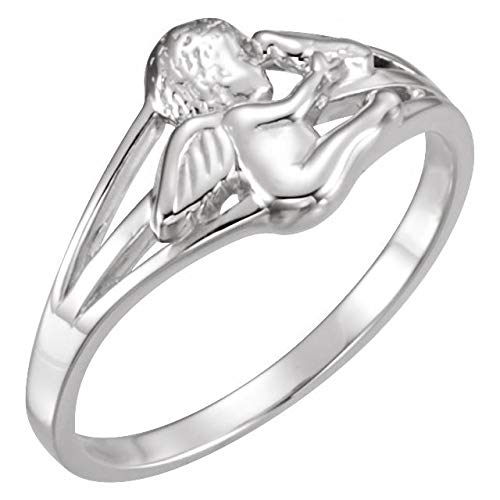 Sterling Silver 9.7mm Angel and Dove Ring - Elegant Religious Jewelry for Women, Perfect for Baptism, Wedding & Everyday Wear