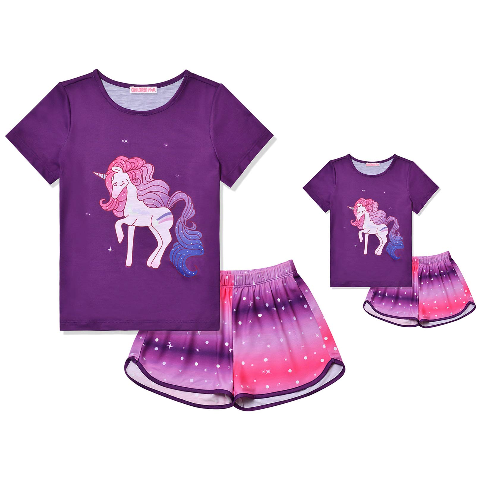 CHILDRENSTAR Matching Girls & Dolls Pajama Set - Summer Short Sleeve Sleepwear for Kids & Dolls | Perfect for Sleepovers, Playtime & Matching Outfits