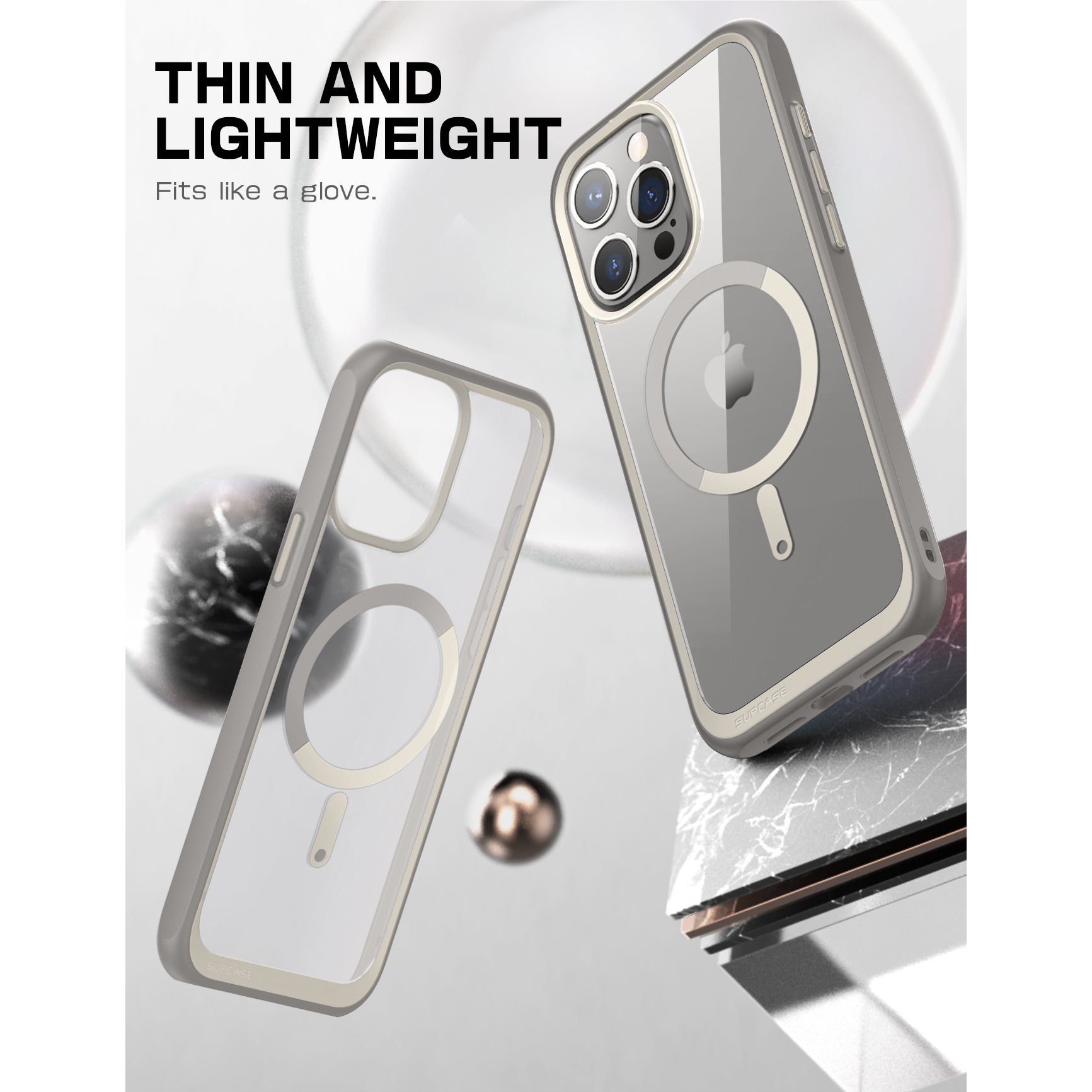 iPhone 15 Pro Max Case 6.7 Inch - Unicorn Beetle MAG Slim Clear Protective Cover with MagSafe | Shockproof & Scratch Resistant | Perfect for Everyday Use, Travel & Outdoor Activities (Gray)