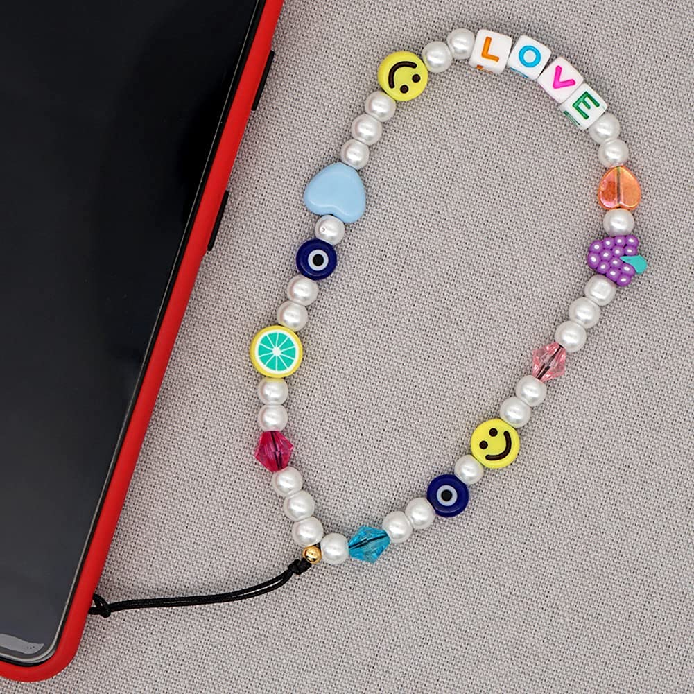 Beaded Phone Lanyard Wrist Strap for Women & Girls - Stylish Beaded Phone Charm Decoration Accessory - Perfect for Smartphones, Keys & ID Cards at Work, School or Travel