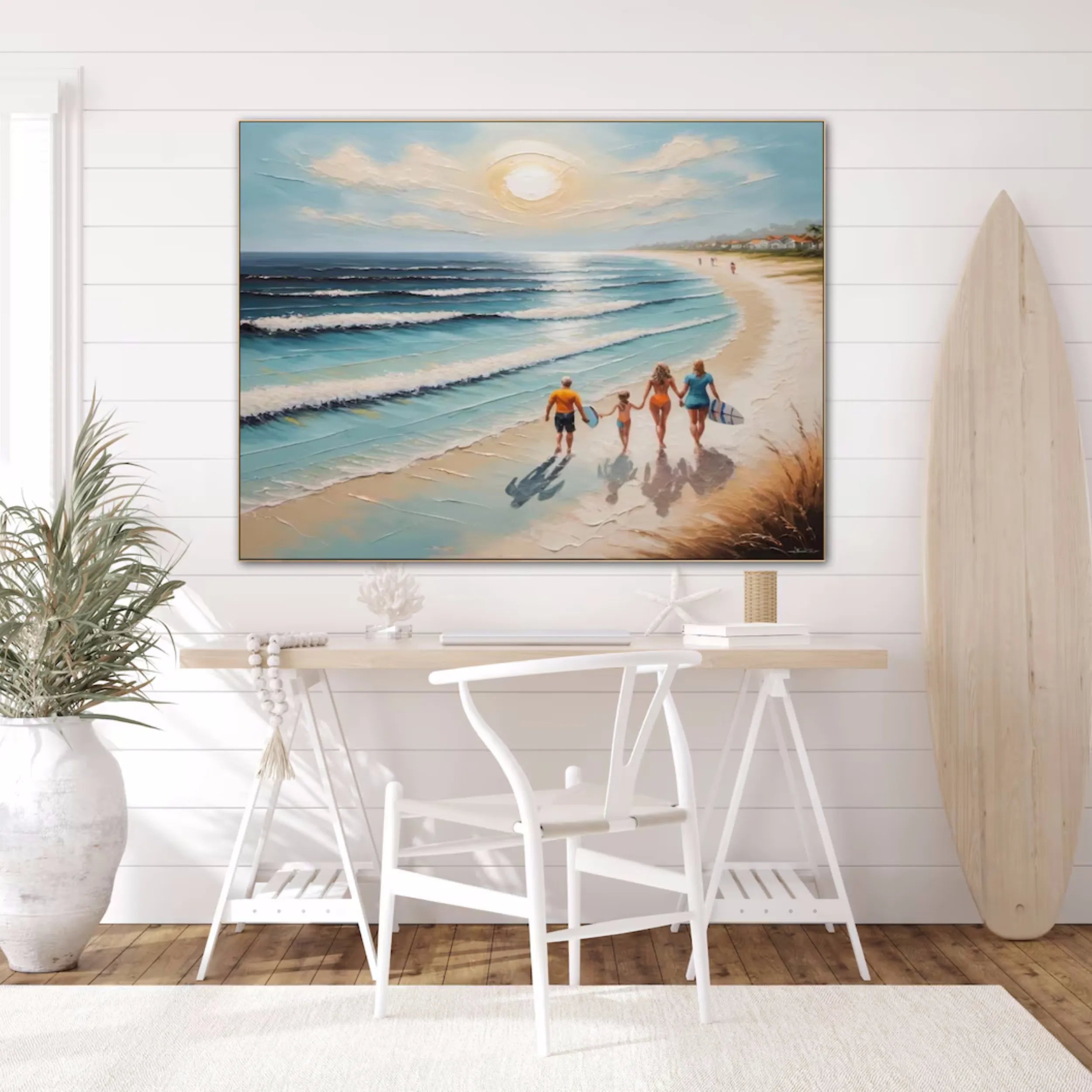 Ocean and Sky Painting #OS 137 - Handmade Coastal Wall Art for Beach House Decor, Living Room & Bedroom
